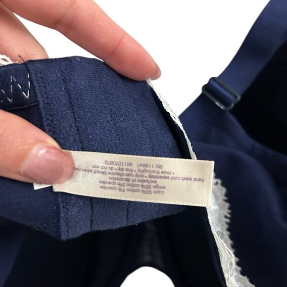 Cacique Size 46DD Padded with Underwire Blue and Lace Trim Full Coverage Bra NWT - Picture 4 of 5